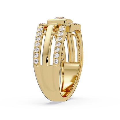 Geometric Lab Grown Diamond Open Band Men's Ring - HIGHCARAT DIAMONDS
