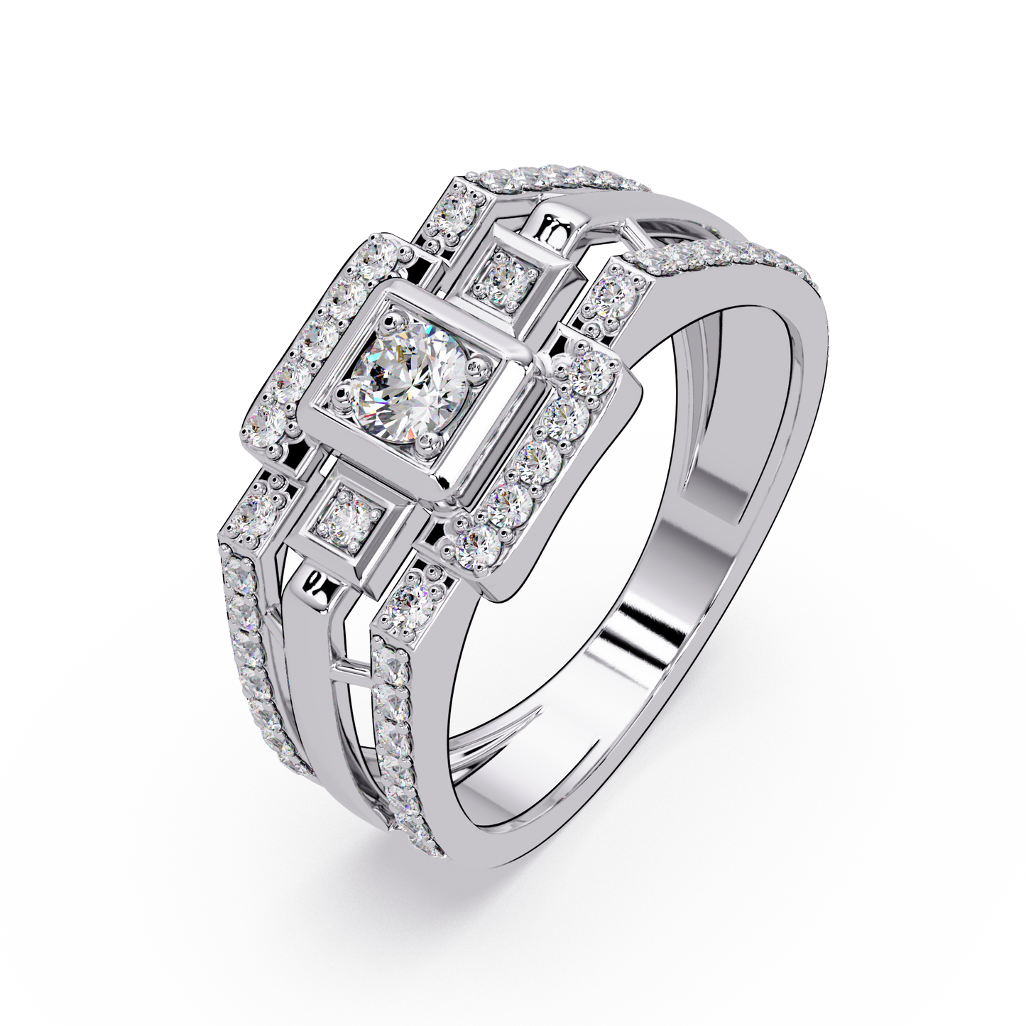 Geometric Lab Grown Diamond Open Band Men's Ring - HIGHCARAT DIAMONDS