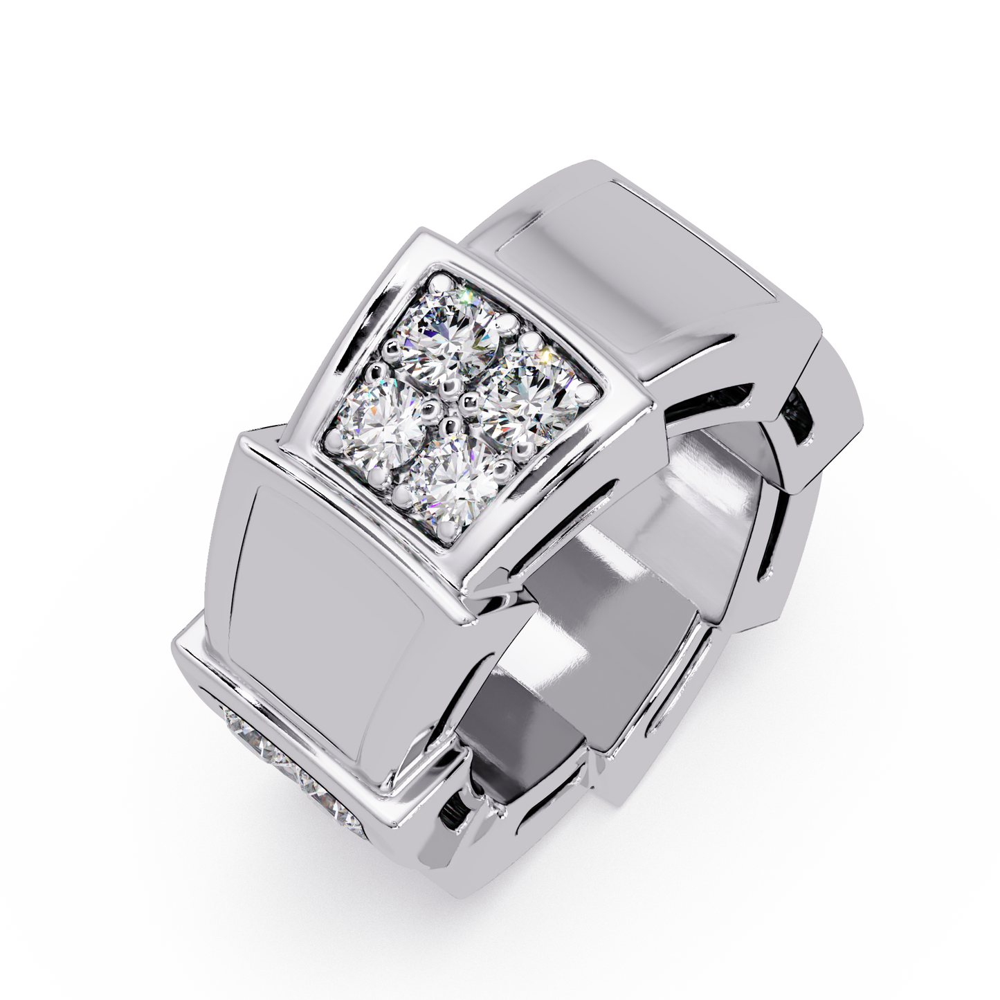 Geometric Lab Grown Diamond Square Cluster Men's Ring - HIGHCARAT DIAMONDS