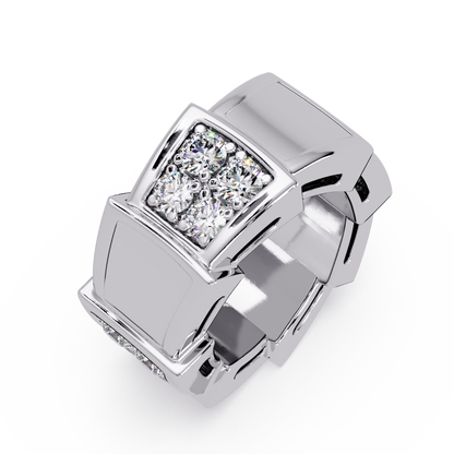 Geometric Lab Grown Diamond Square Cluster Men's Ring - HIGHCARAT DIAMONDS
