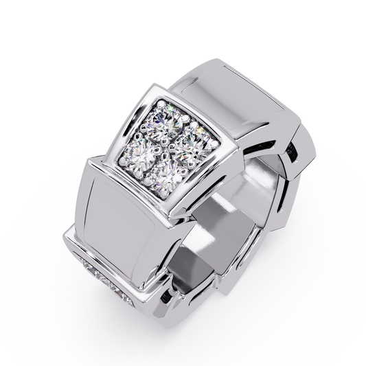 Geometric Lab Grown Diamond Square Cluster Men's Ring - HIGHCARAT DIAMONDS