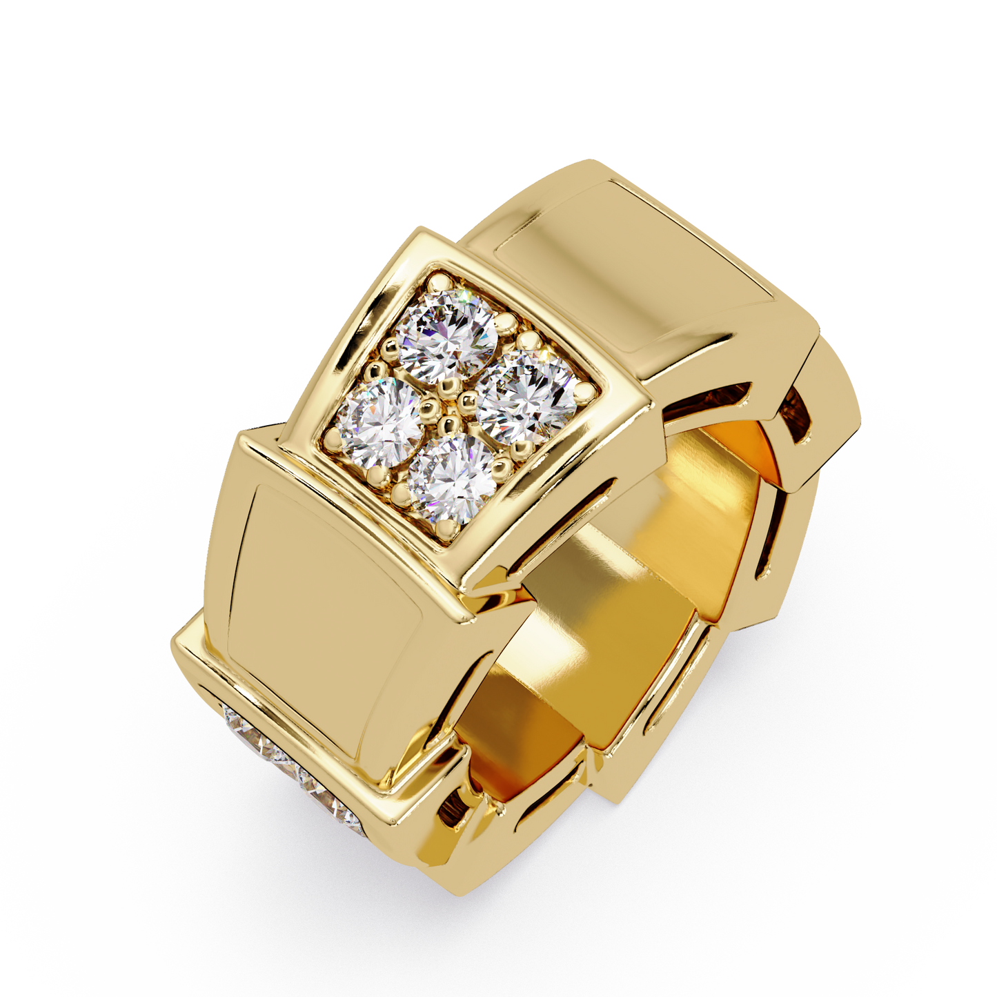 Geometric Lab Grown Diamond Square Cluster Men's Ring - HIGHCARAT DIAMONDS