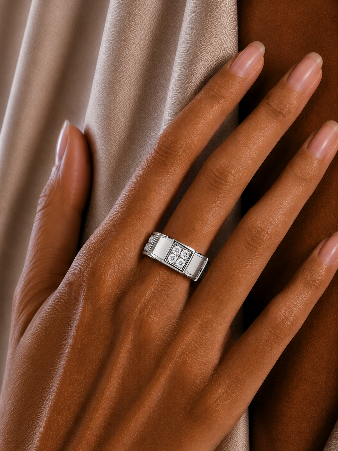 Geometric Lab Grown Diamond Square Cluster Men's Ring - HIGHCARAT DIAMONDS