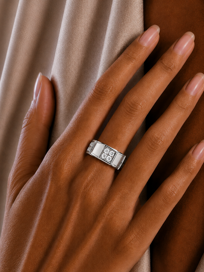 Geometric Lab Grown Diamond Square Cluster Men's Ring - HIGHCARAT DIAMONDS