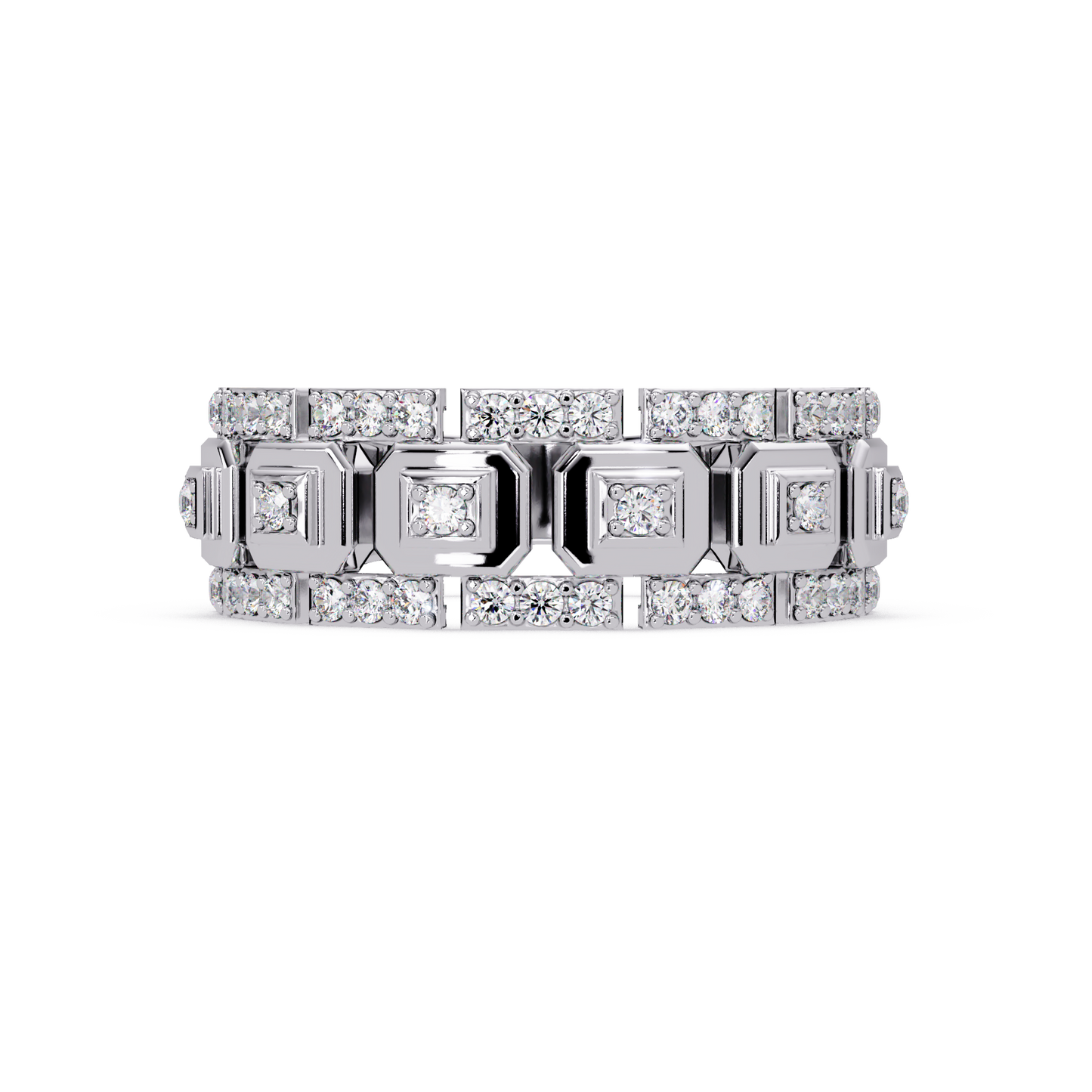 Geometric Lab Grown Diamond Wide Band Ring - HIGHCARAT DIAMONDS
