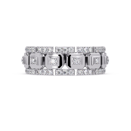 Geometric Lab Grown Diamond Wide Band Ring - HIGHCARAT DIAMONDS