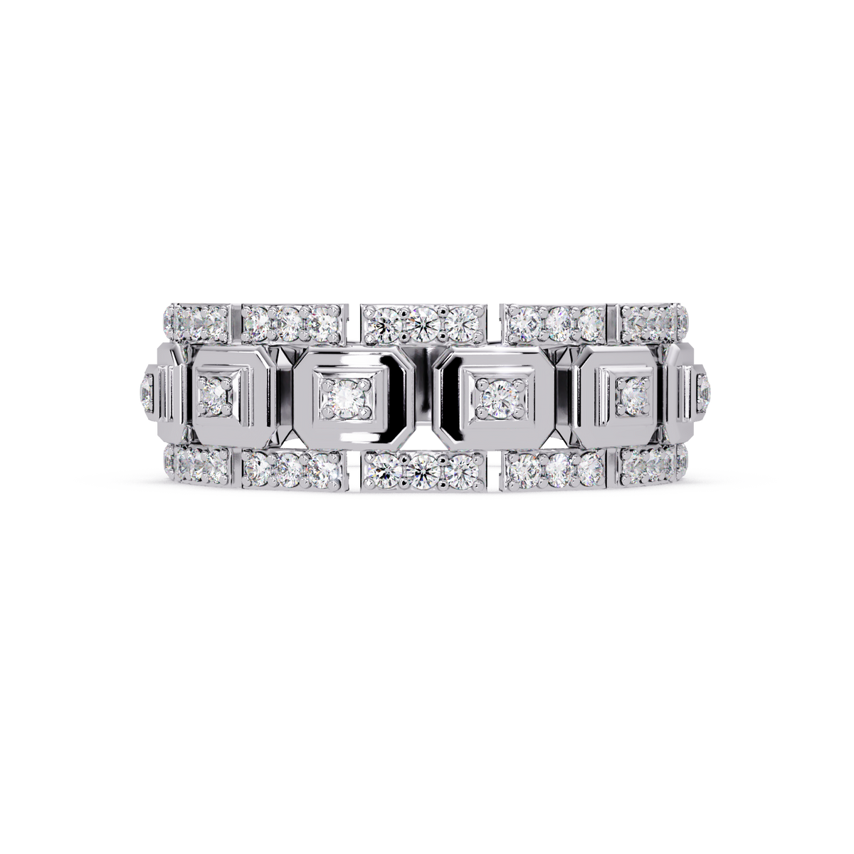 Geometric Lab Grown Diamond Wide Band Ring - HIGHCARAT DIAMONDS