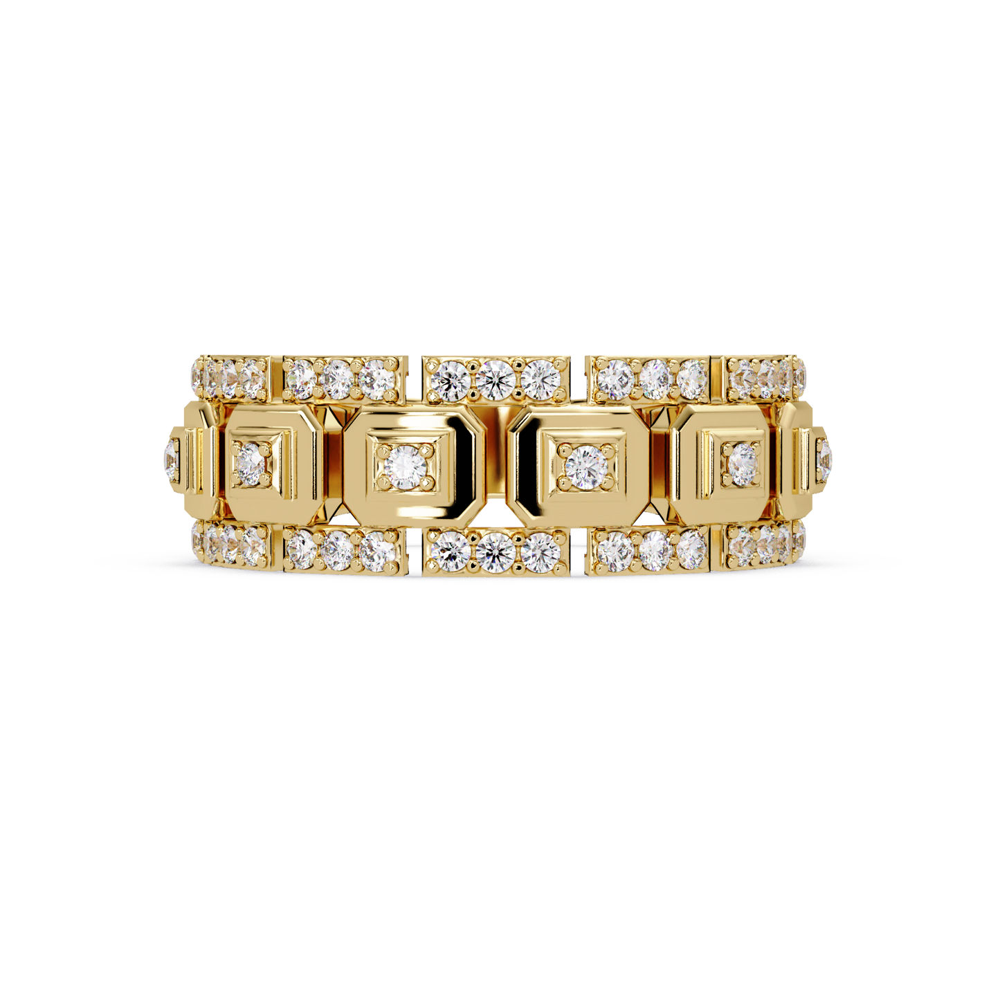 Geometric Lab Grown Diamond Wide Band Ring - HIGHCARAT DIAMONDS