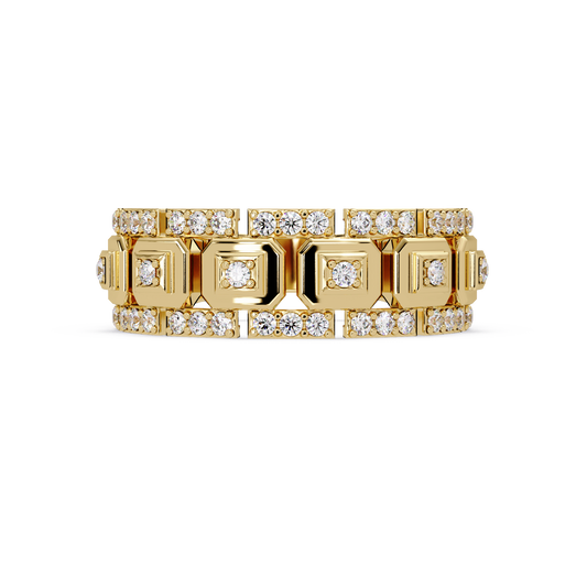 Geometric Lab Grown Diamond Wide Band Ring - HIGHCARAT DIAMONDS