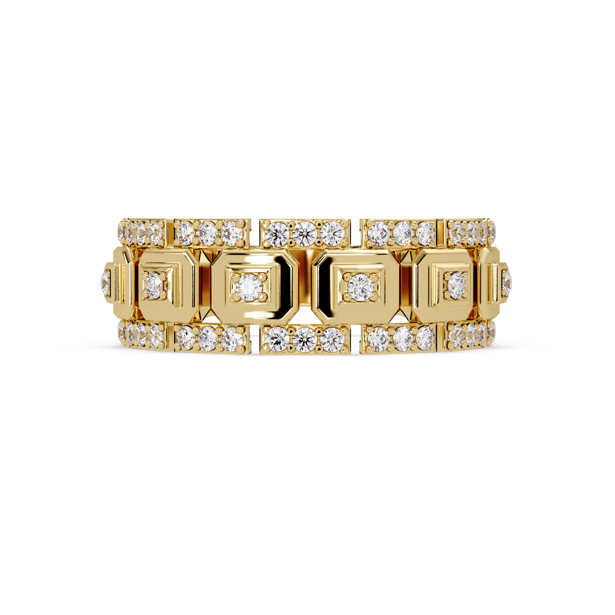 Geometric Lab Grown Diamond Wide Band Ring - HIGHCARAT DIAMONDS
