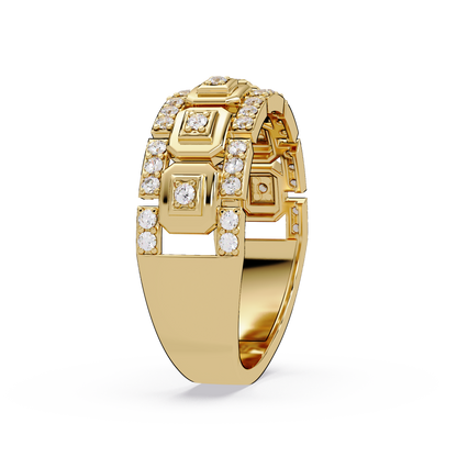 Geometric Lab Grown Diamond Wide Band Ring - HIGHCARAT DIAMONDS