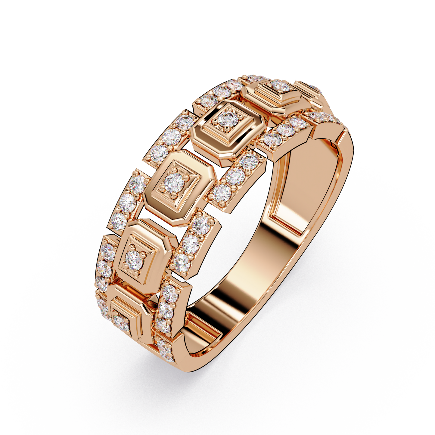 Geometric Lab Grown Diamond Wide Band Ring - HIGHCARAT DIAMONDS