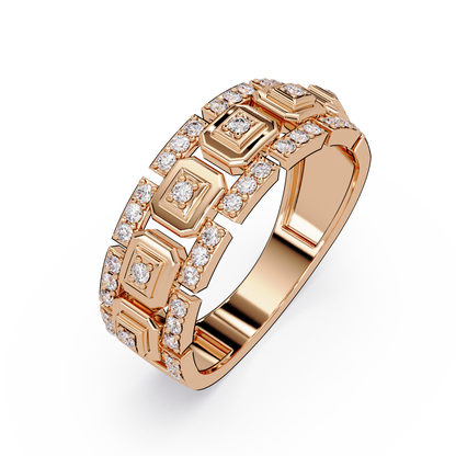 Geometric Lab Grown Diamond Wide Band Ring - HIGHCARAT DIAMONDS