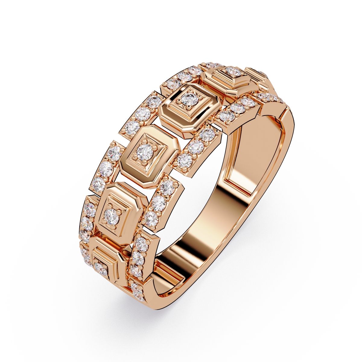Geometric Lab Grown Diamond Wide Band Ring - HIGHCARAT DIAMONDS