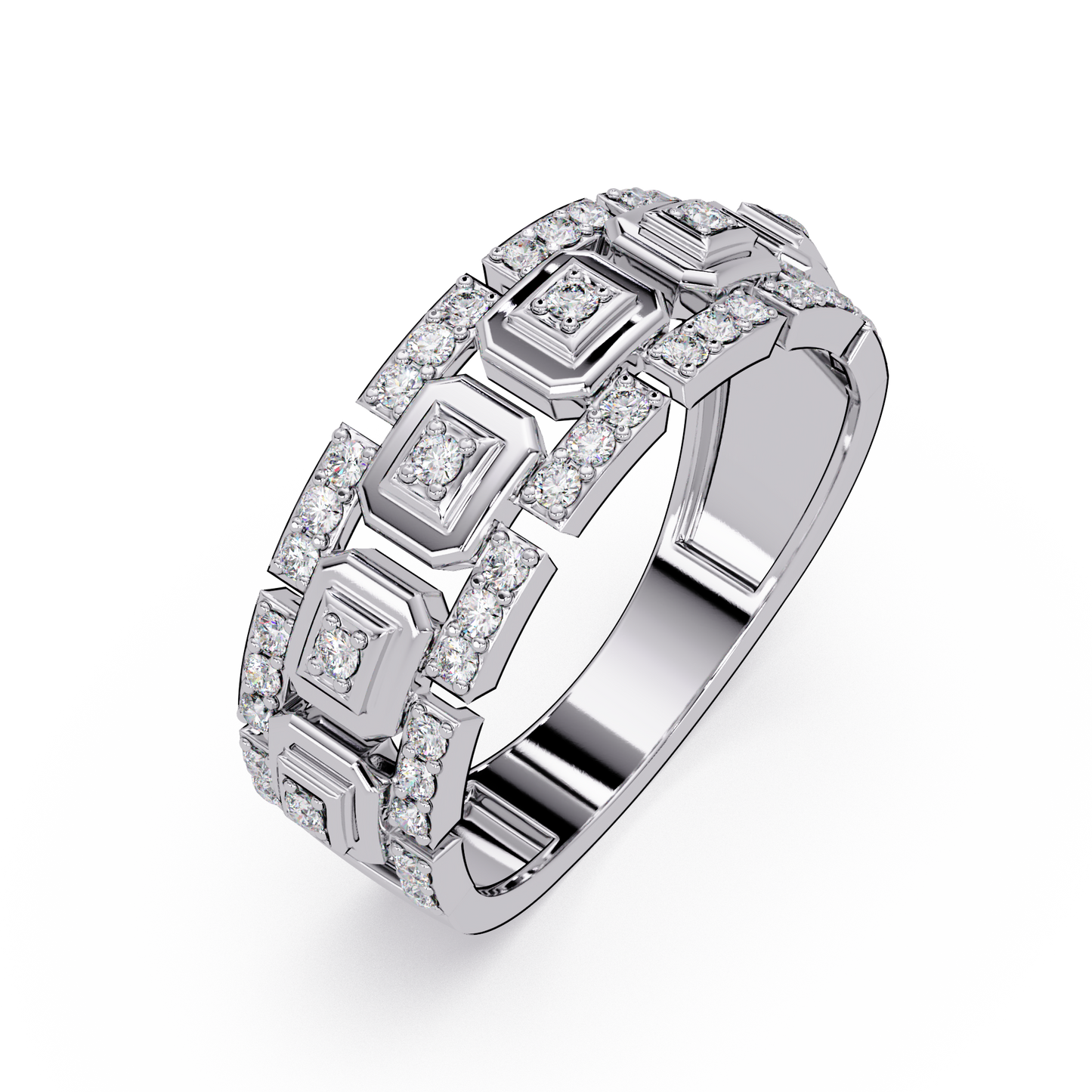 Geometric Lab Grown Diamond Wide Band Ring - HIGHCARAT DIAMONDS