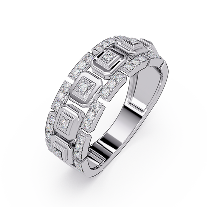 Geometric Lab Grown Diamond Wide Band Ring - HIGHCARAT DIAMONDS