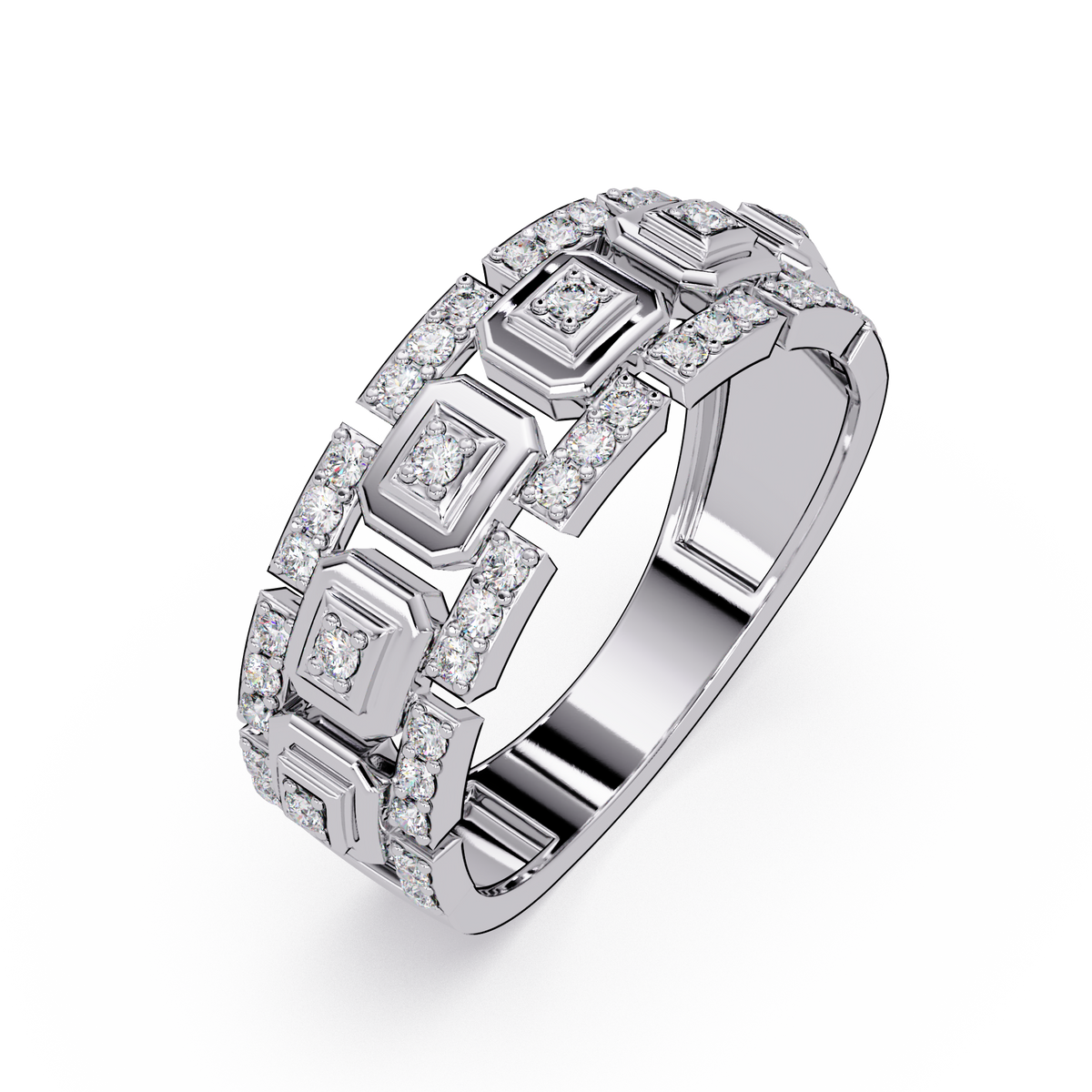 Geometric Lab Grown Diamond Wide Band Ring - HIGHCARAT DIAMONDS