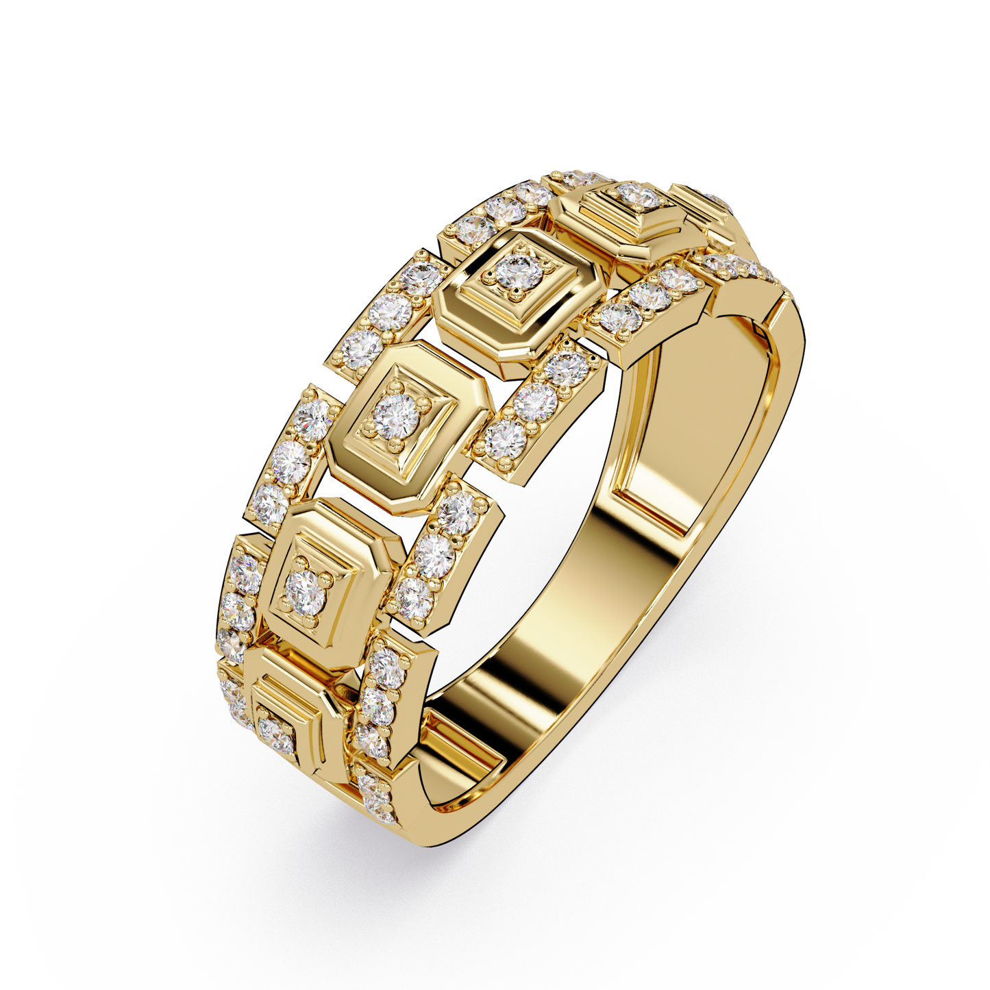 Geometric Lab Grown Diamond Wide Band Ring - HIGHCARAT DIAMONDS