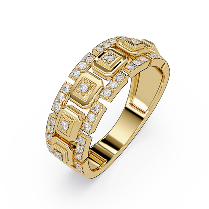 Geometric Lab Grown Diamond Wide Band Ring - HIGHCARAT DIAMONDS