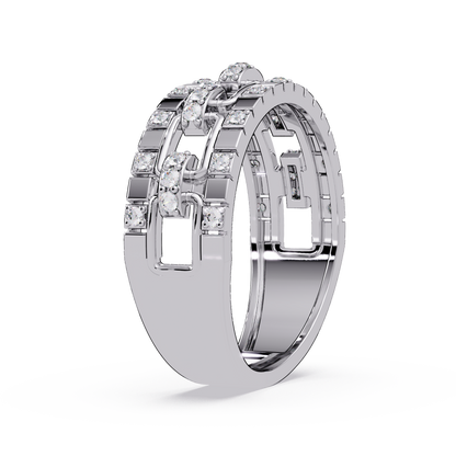 Geometric Link Lab Grown Diamond Band Ring - HIGHCARAT DIAMONDS