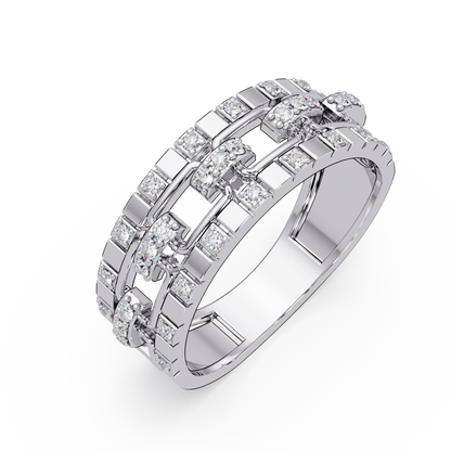Geometric Link Lab Grown Diamond Band Ring - HIGHCARAT DIAMONDS