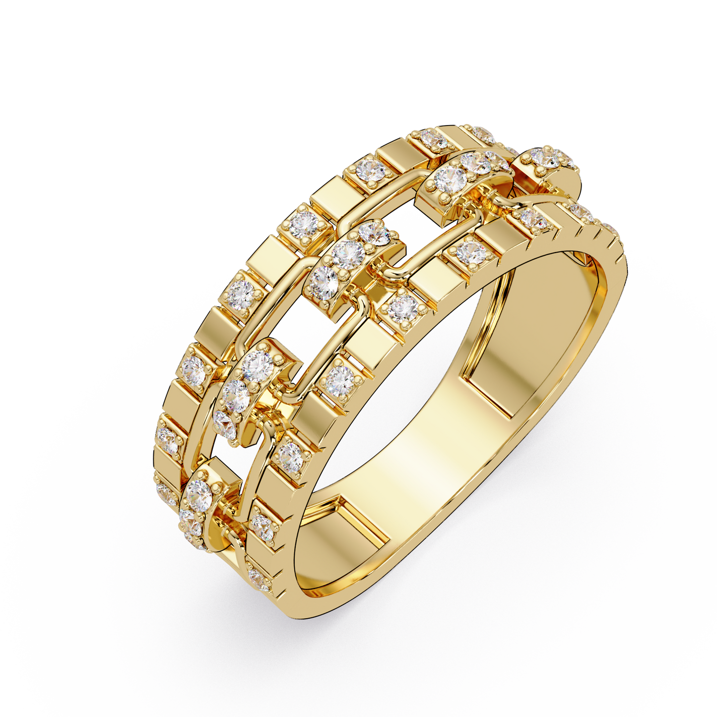 Geometric Link Lab Grown Diamond Band Ring - HIGHCARAT DIAMONDS