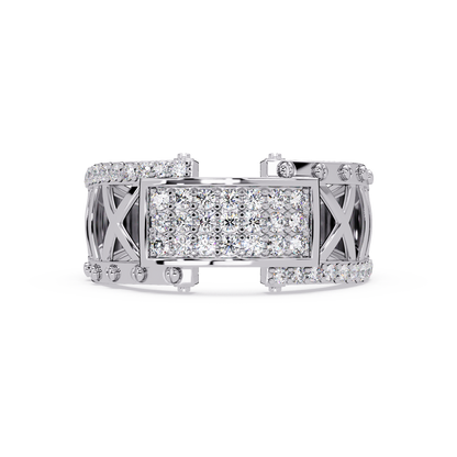 Geometric Pavé Lab Grown Diamond Statement Ring - HIGHCARAT DIAMONDS