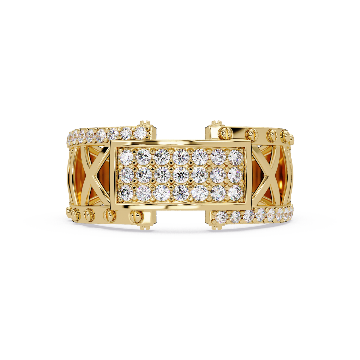 Geometric Pavé Lab Grown Diamond Statement Ring - HIGHCARAT DIAMONDS