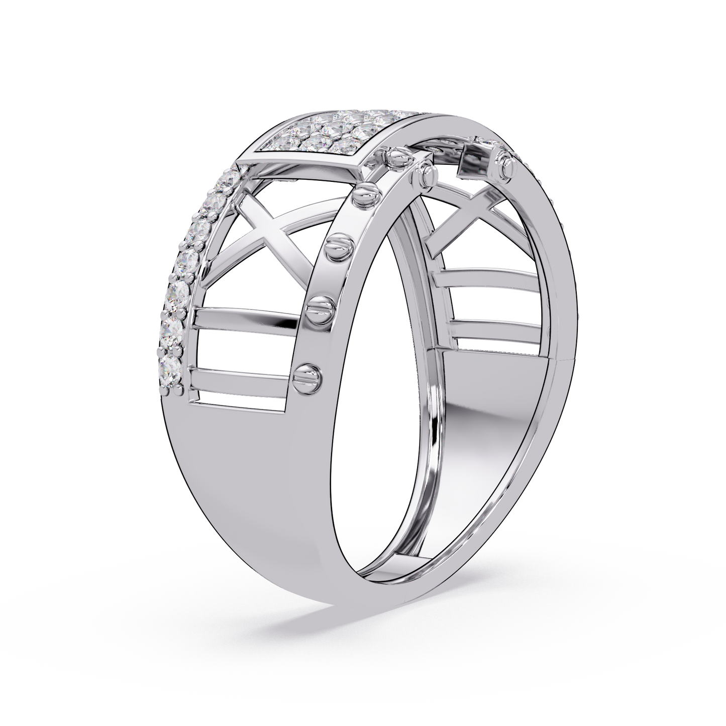 Geometric Pavé Lab Grown Diamond Statement Ring - HIGHCARAT DIAMONDS