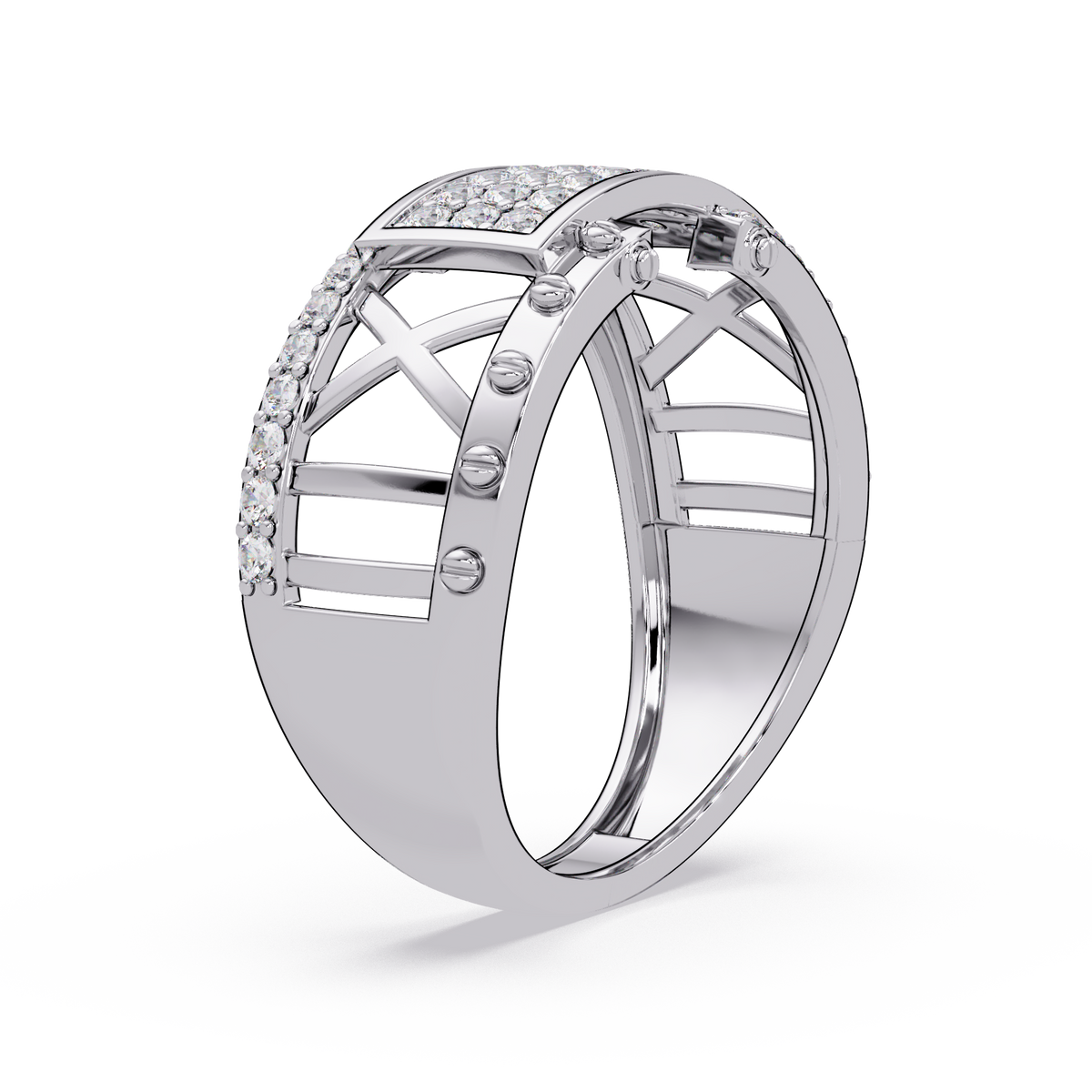 Geometric Pavé Lab Grown Diamond Statement Ring - HIGHCARAT DIAMONDS