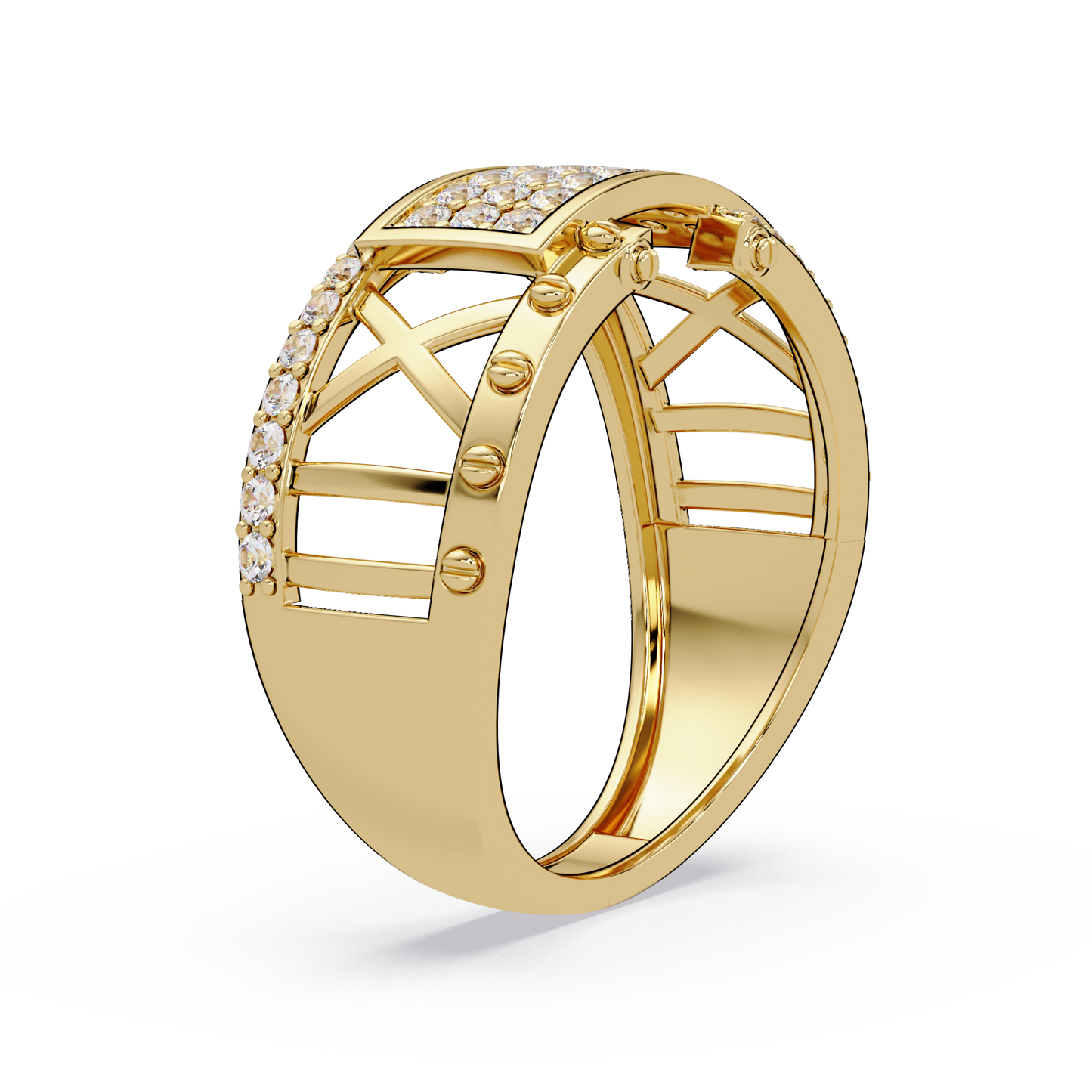 Geometric Pavé Lab Grown Diamond Statement Ring - HIGHCARAT DIAMONDS