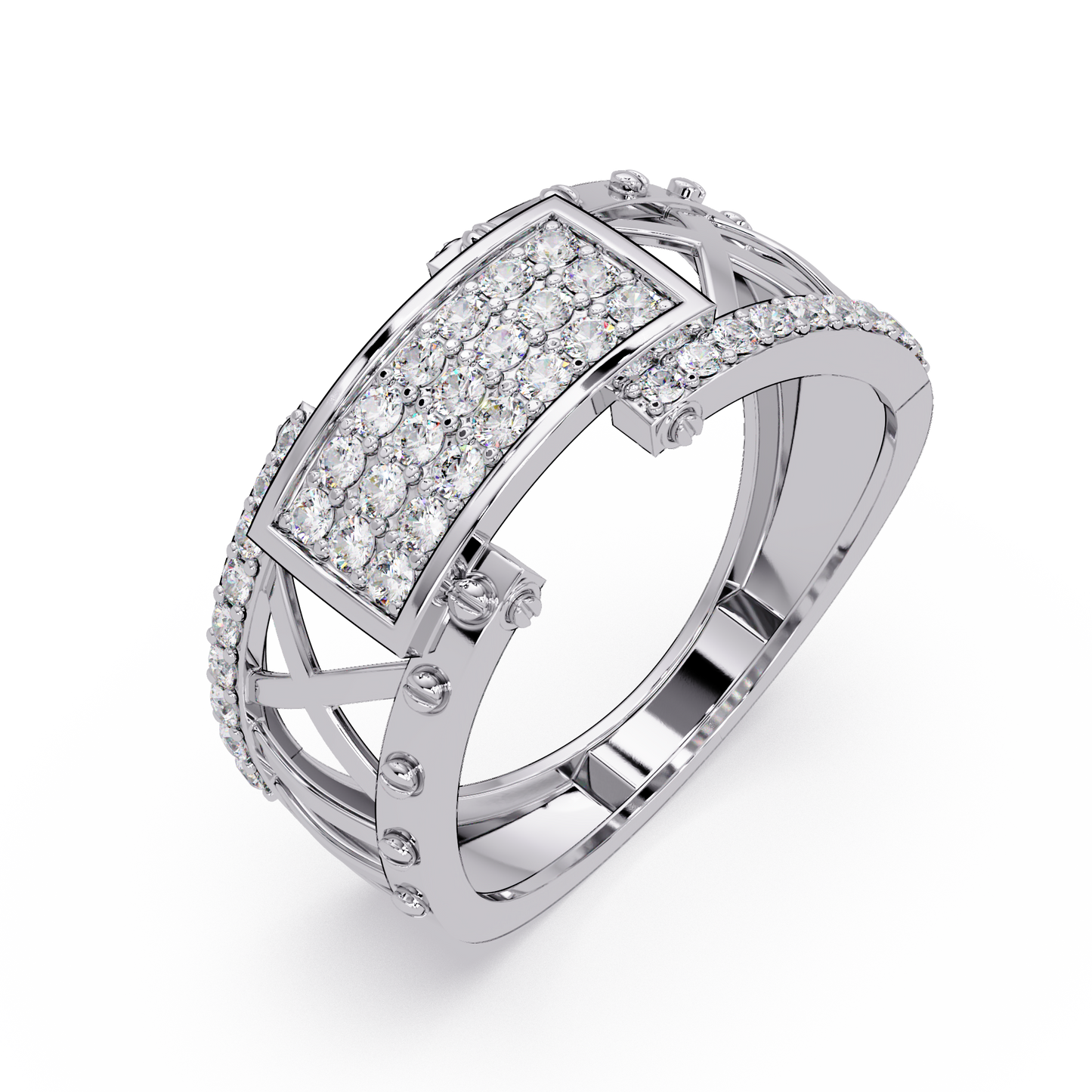Geometric Pavé Lab Grown Diamond Statement Ring - HIGHCARAT DIAMONDS