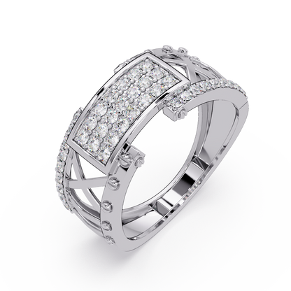 Geometric Pavé Lab Grown Diamond Statement Ring - HIGHCARAT DIAMONDS