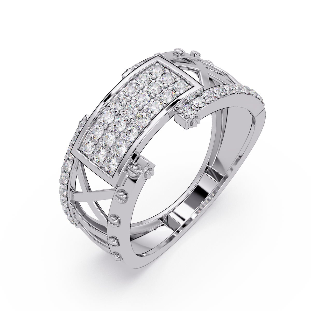 Geometric Pavé Lab Grown Diamond Statement Ring - HIGHCARAT DIAMONDS