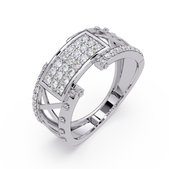 Geometric Pavé Lab Grown Diamond Statement Ring - HIGHCARAT DIAMONDS