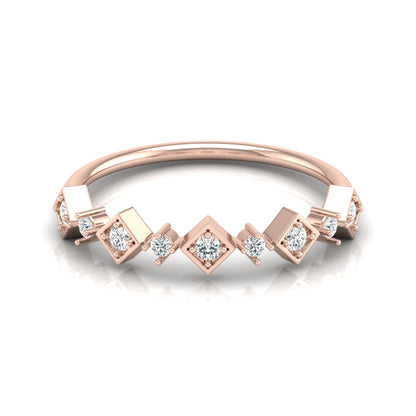 Rose gold geometric ring with floating diamond design