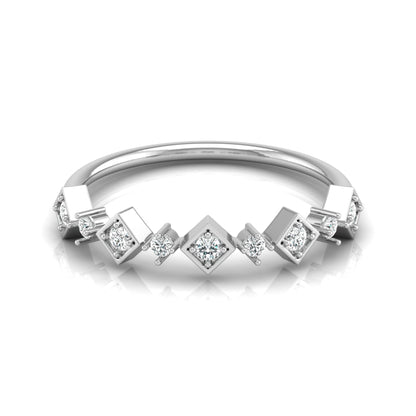 Geometric diamond band ring with round lab grown diamonds