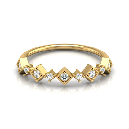 Modern diamond band ring with square shape accents