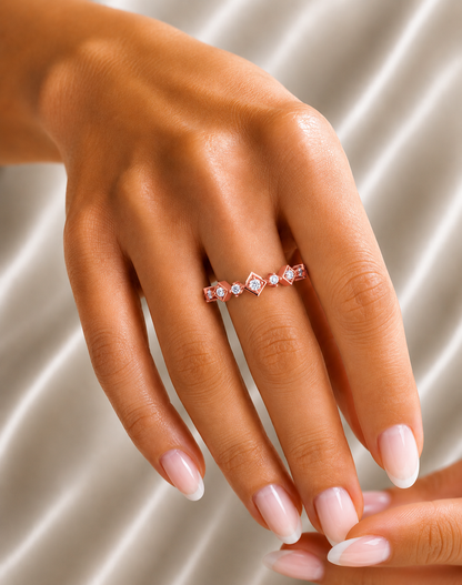Geometric Round Cut Lab Grown Diamond Band Ring - HIGHCARAT DIAMONDS