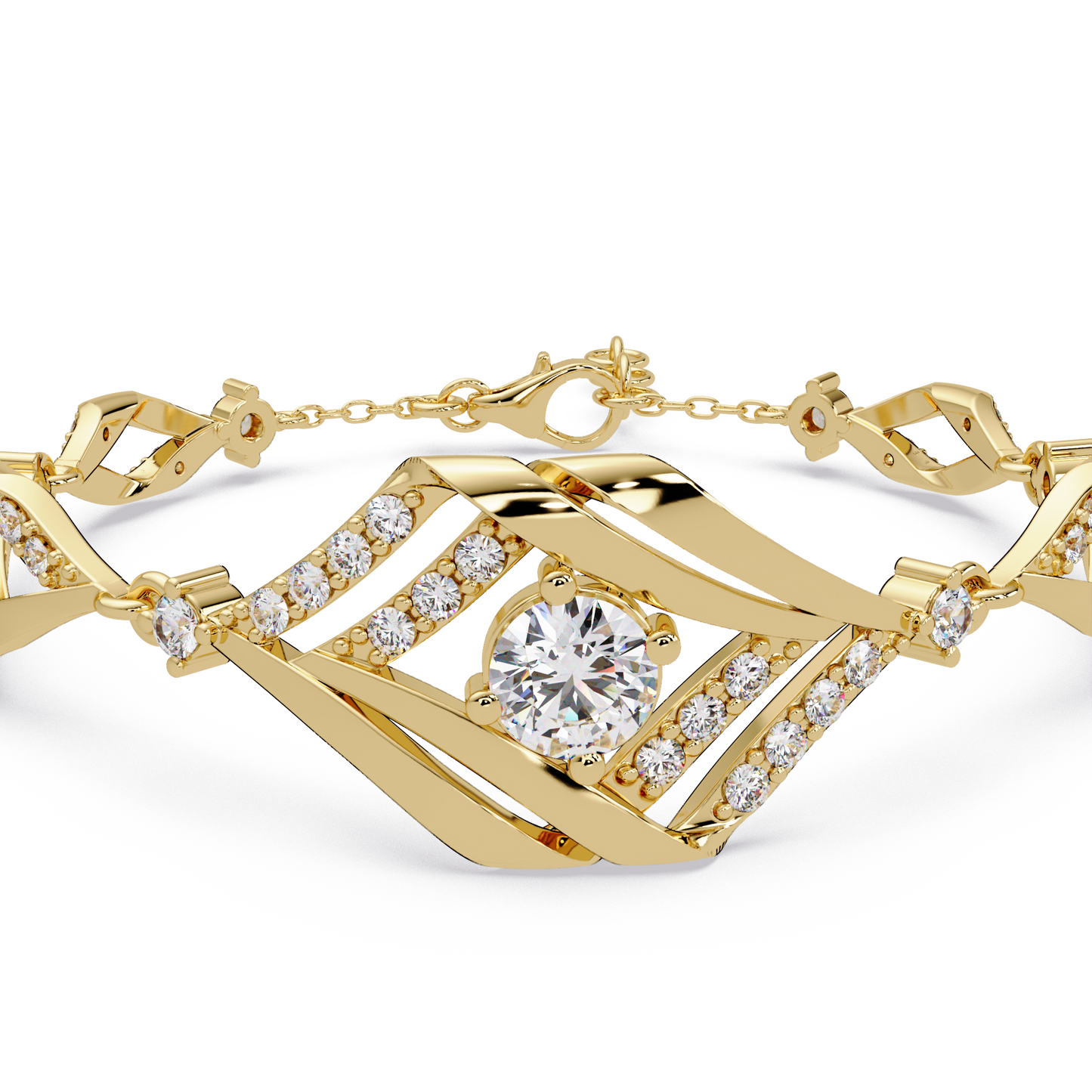 Geometric Wave Lab Diamond Statement Bracelet - HIGHCARAT DIAMONDS