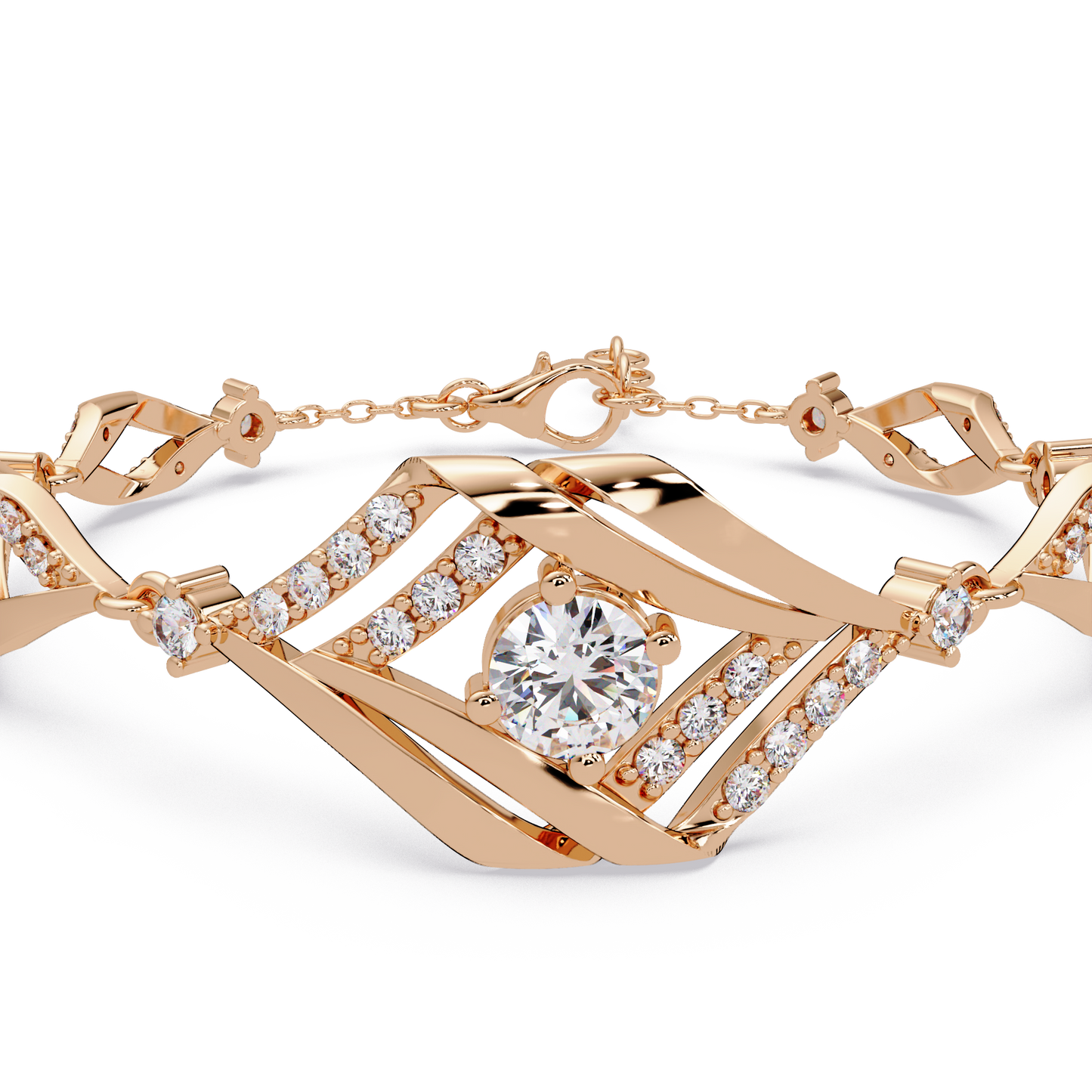Geometric Wave Lab Diamond Statement Bracelet - HIGHCARAT DIAMONDS