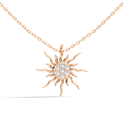 Golden Sunburst Diamond Pendant Round Cut Unisex Jewelry Gift Collection