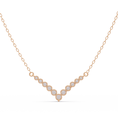 Graduated Round Lab-Grown Diamond V-Shape Necklace in Rose Gold - HIGHCARAT DIAMONDS