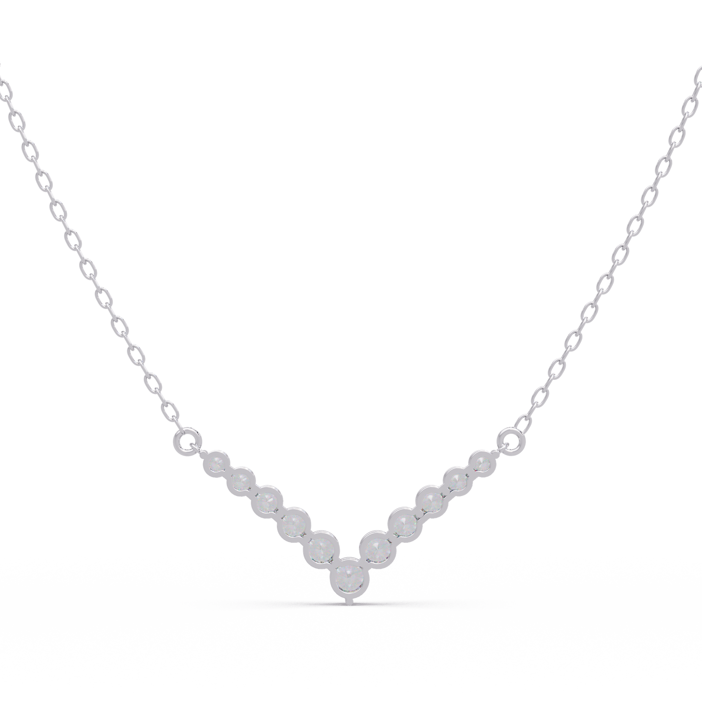 Graduated Round Lab-Grown Diamond V-Shape Necklace in Rose Gold - HIGHCARAT DIAMONDS