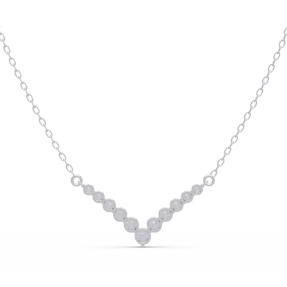 Graduated Round Lab-Grown Diamond V-Shape Necklace in Rose Gold - HIGHCARAT DIAMONDS