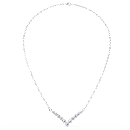Graduated Round Lab-Grown Diamond V-Shape Necklace in Rose Gold - HIGHCARAT DIAMONDS