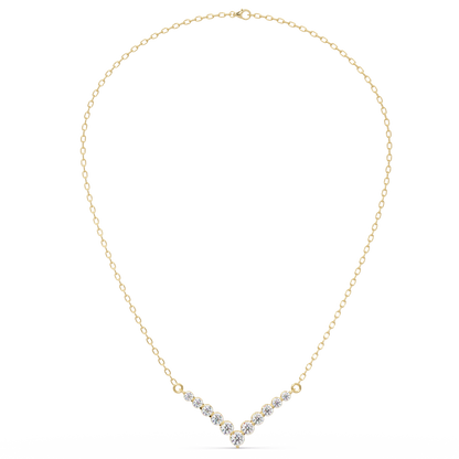 Graduated Round Lab-Grown Diamond V-Shape Necklace in Rose Gold - HIGHCARAT DIAMONDS