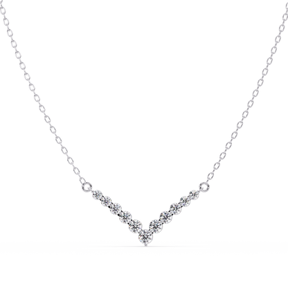 Graduated Round Lab-Grown Diamond V-Shape Necklace in Rose Gold - HIGHCARAT DIAMONDS