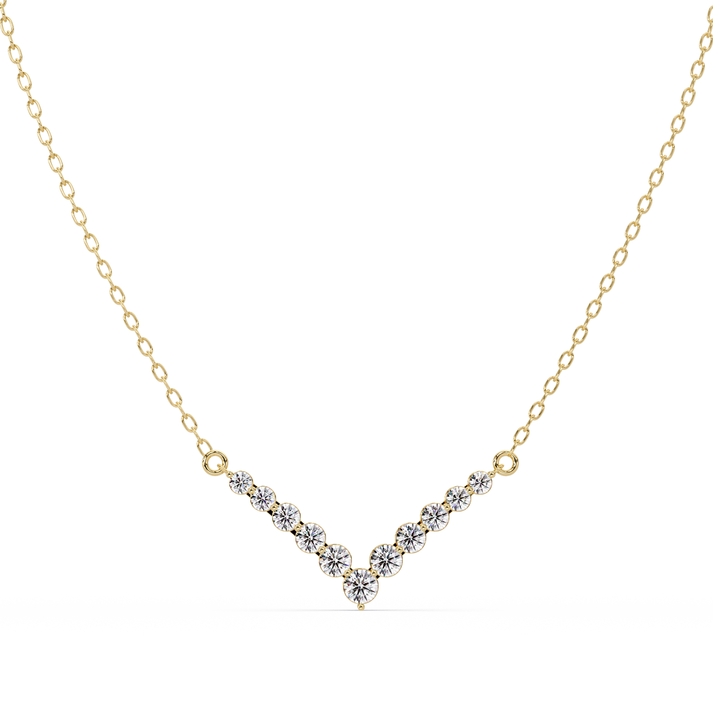 Graduated Round Lab-Grown Diamond V-Shape Necklace in Rose Gold - HIGHCARAT DIAMONDS