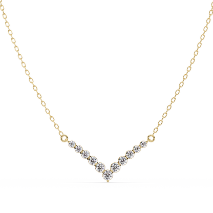 Graduated Round Lab-Grown Diamond V-Shape Necklace in Rose Gold - HIGHCARAT DIAMONDS